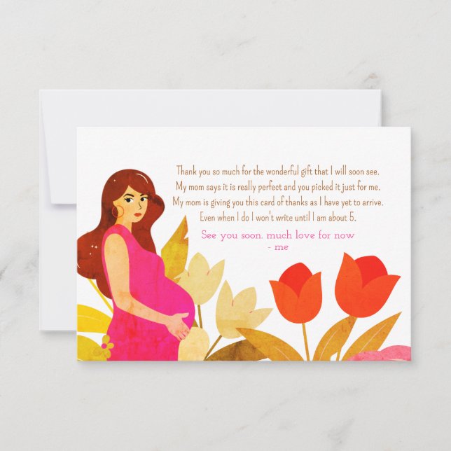 Carte De Remerciements Baby shower maman enceinte (Devant)