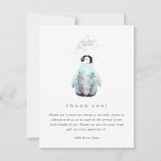 Carte De Remerciements Baby-Shower Manchot Hiver