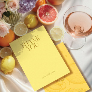 Carte De Remerciements Baby Shower Mariage Citron Minimaliste Lumineux