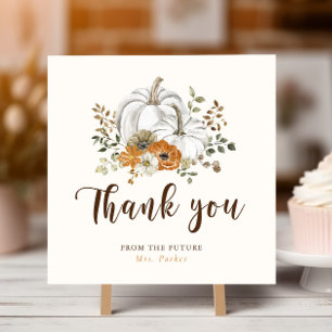 Carte De Remerciements Baby Shower Mariage Citrouille Blanche Automne