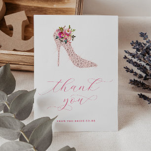 Carte De Remerciements Baby Shower Mariage Rose Script