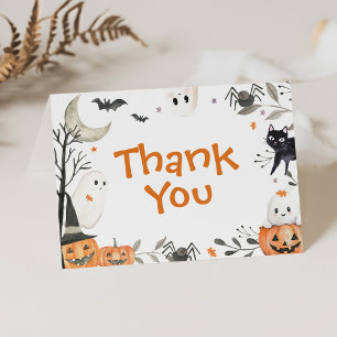 Carte De Remerciements Baby shower mignet Citrouille Halloween Little Boo
