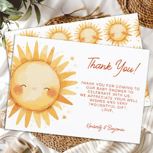 Carte De Remerciements Baby Shower Mignon Bohème Genre Neutre Soleil