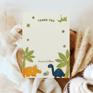 Carte De Remerciements Baby Shower Mignon Dinosaure de Dessin Animé 
