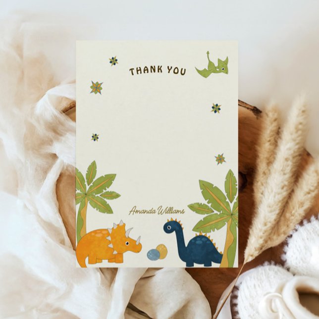 Carte De Remerciements Baby Shower Mignon Dinosaure de Dessin Animé  (Créateur téléchargé)