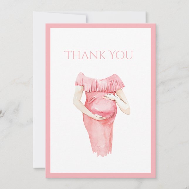 Carte De Remerciements Baby shower mignon rose pour maman (Devant)