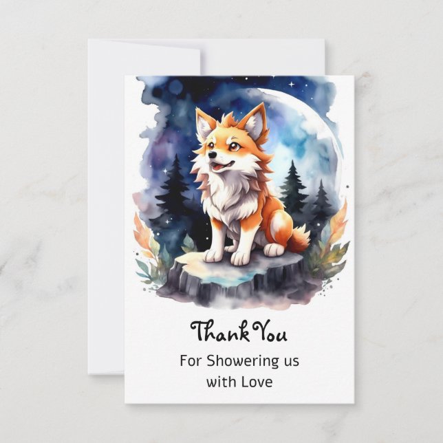 Carte De Remerciements Baby shower mignon Wolf Pup (Devant)