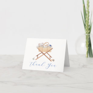 Carte De Remerciements Baby shower minimaliste Boho Bassinet Toy Boy