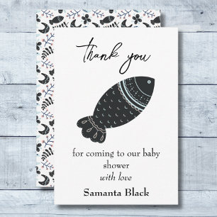 Carte De Remerciements Baby shower minimaliste de poisson noir