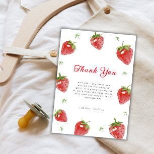 Carte De Remerciements Baby shower minimaliste Fraise Berry Sweet Girl