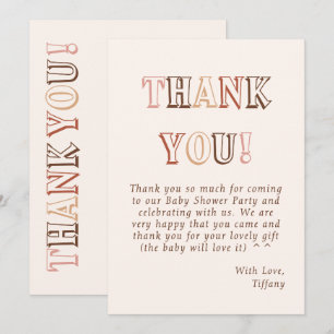 Carte De Remerciements Baby Shower Minimaliste Marron Moderne Mixte