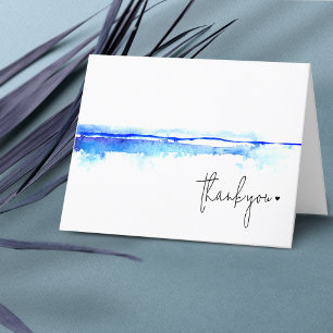 Carte De Remerciements Baby Shower Minimaliste Moderne Aquarelle Bleue