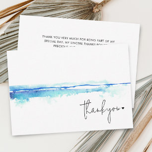 Carte De Remerciements Baby Shower Minimaliste Moderne Aquarelle Bleue