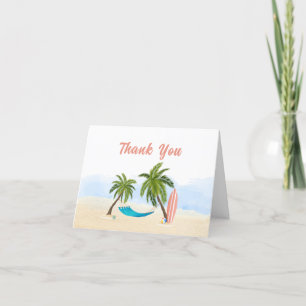 Carte De Remerciements Baby shower minimaliste moderne de surf de plage