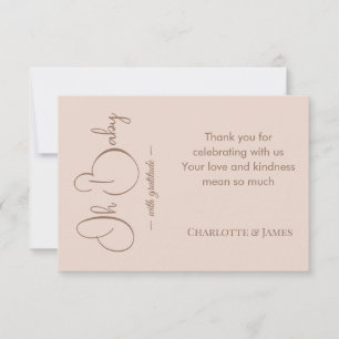 Carte De Remerciements Baby-Shower Minimaliste Moderne   Rose Poudre