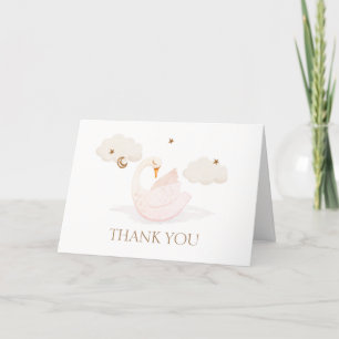 Carte De Remerciements Baby shower minimaliste Princess Swan Moon Star