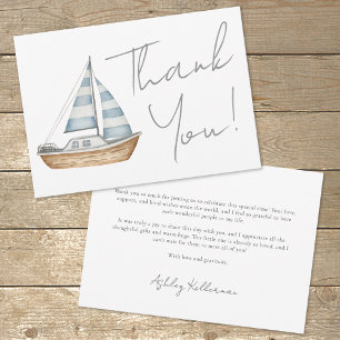 Carte De Remerciements Baby-shower minimaliste sur le thème de la mer
