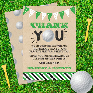 Carte De Remerciements Baby Shower Mixte sur le thème de Golf