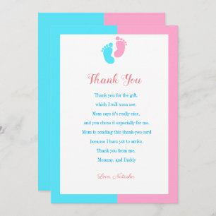 Carte de remerciements baby shower moderne