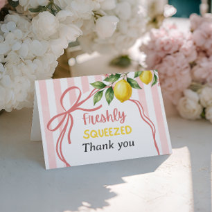 Carte De Remerciements Baby Shower Moderne au Citron Rose Pressé Frais