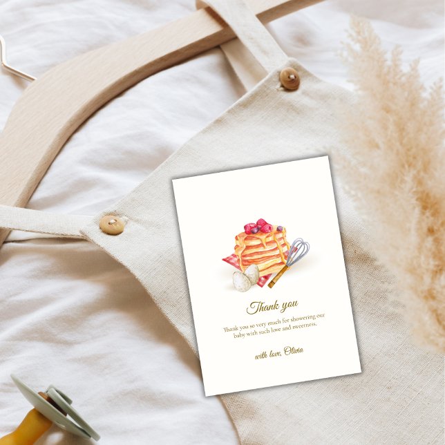 Carte De Remerciements Baby shower moderne Berry Pancake Egg Whisk Brunch (Modern Berry Pancake Egg Whisk Brunch Baby Shower Thank You Card)