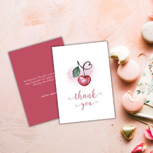 Carte De Remerciements Baby shower moderne Cherry Berry Sweethee