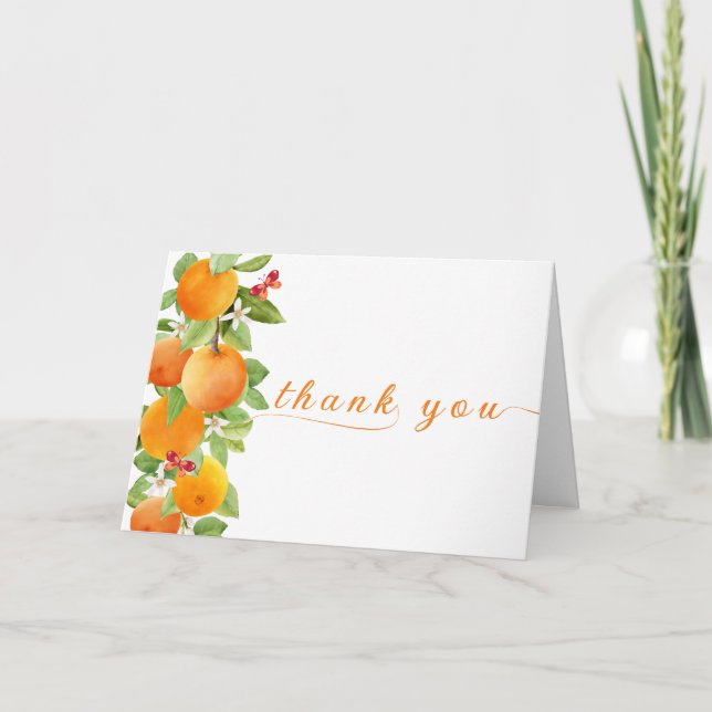 Carte De Remerciements Baby shower moderne Citrus Orange Clementine (Devant)
