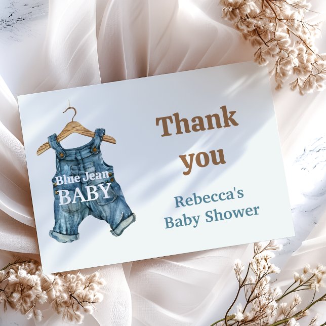Carte De Remerciements Baby shower moderne Denim Blue Jean Baby Boy (Créateur téléchargé)