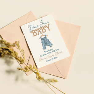 Carte De Remerciements Baby shower moderne Denim Boy Blue Jean