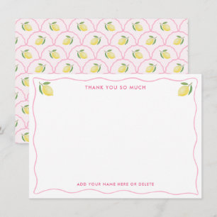 Carte De Remerciements Baby shower moderne en Citrus bordé rose assez ros