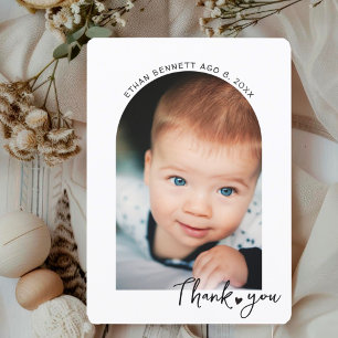 Carte De Remerciements Baby shower moderne photo écrit à la main minimali