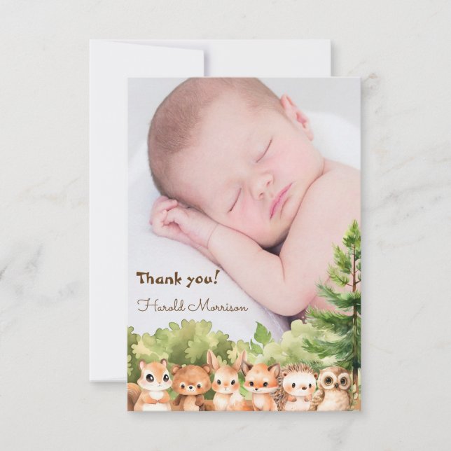 Carte De Remerciements Baby shower moderne rustique (Devant)