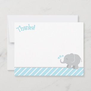 Carte De Remerciements Baby shower moderne Sky Blue et Grey Elephant Boy