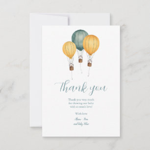 Carte De Remerciements Baby Shower Montgolfière
