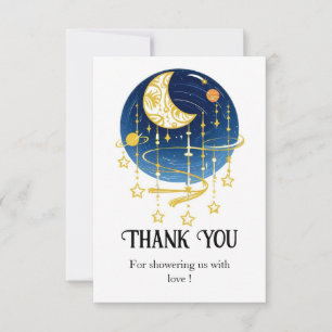 Carte De Remerciements Baby shower Moon Falling Stars