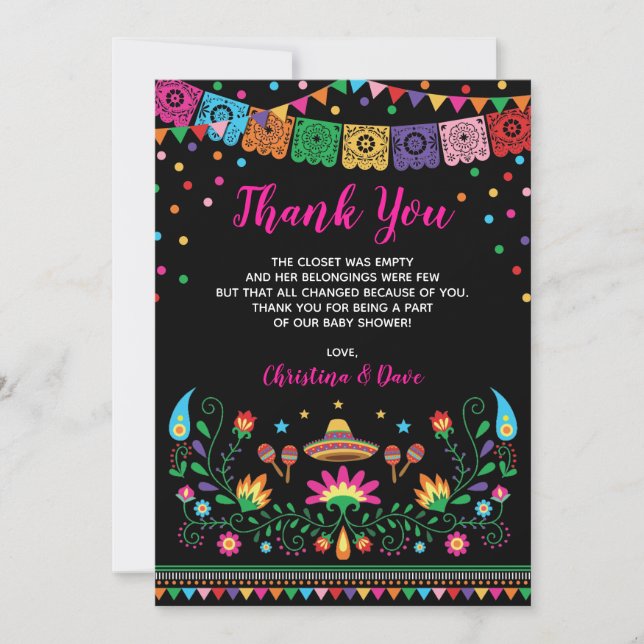 Carte De Remerciements Baby shower moyen de Nacho mexicain vibrant de (Devant)