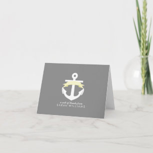 Carte De Remerciements Baby shower nautique Ancre jaune