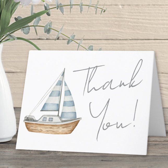 Carte De Remerciements Baby shower nautique minimal (Minimal Nautical Baby Shower Thank You Card )