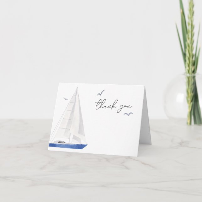 Carte De Remerciements Baby shower nautique minimal Ahoy Boy's (Devant)