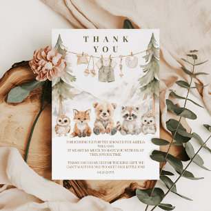 Carte De Remerciements Baby Shower neutre beige chaud forêt
