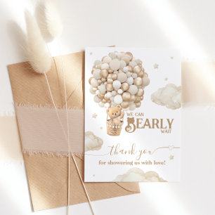 Carte De Remerciements Baby shower neutre d'attente de l'ours en peluche