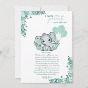 Carte De Remerciements Baby shower neutre éléphant