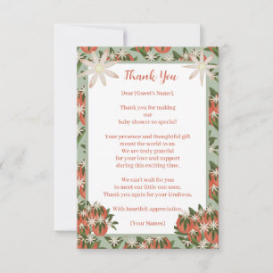 Carte De Remerciements Baby shower neutre Little Cutie Clementine Sage