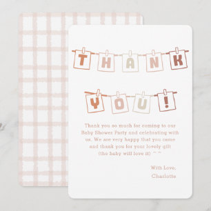 Carte De Remerciements Baby shower Notedry En vichy Boho