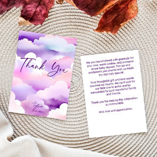Carte De Remerciements Baby shower nuages violets baby shower nuage