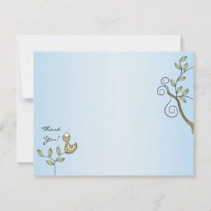 Carte de remerciements baby shower, "Oiseaux d'or"