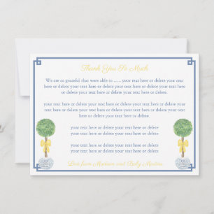 Carte De Remerciements Baby shower opiacé de Boxwood Jaune Springtime