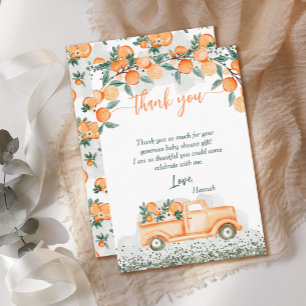 Carte De Remerciements Baby shower orange de Little Cutie