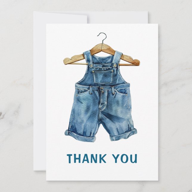 Carte De Remerciements Baby shower Ouest Blue Jean Boy (Devant)