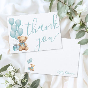 Carte De Remerciements Baby Shower Ours Bleu Garçon